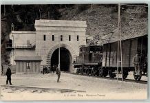 Brig 1912 Ausfahrt aus dem Simplontunnel Eisenbahn