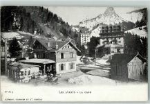 Les Avants 1910 Winter Bahnhof Eisenbahn Hotel