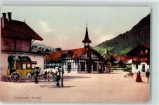 Zweisimmen Bahnhof Kutsche Uhr Trum Pferde