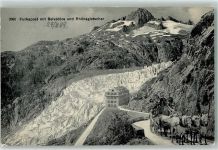 Oberwald 1909 Furkapost mit Hotel Belvedere und Rhonegletscher Postkutsche Obergoms