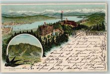 Uetliberg 1895 Hotel Uto Kulm und Zürichsee Aussichtsturm Schwalbe Eisenbahn