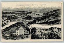 Mümliswil 1917 Gasthaus Aussichtspunkt Signal von Passwang gesehen Kühe Pferde
