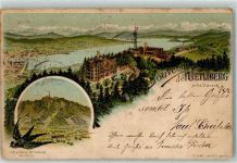 Uetliberg 1896 Hotel Schwalbe Lithographie