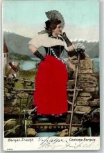 1904 mit echter Stoff Applikation Frau Costume Bernois AK