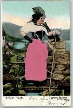Bern 1904 Frau mit echter Stoff Applikation AK