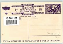 Flugpost Bundesfeier 1928 für das Alter sign. Ed. Renggli