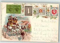 1900 sign Koller Briefmarkenabbildungen Die ersten Briefmarken der Schweiz Postkutsche Die letzte Post vom St. Gotthard
