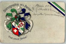 1909 Studentenwappen Stenographia seis Panier Vivvat crescat floreat Bahnpost Nr 30