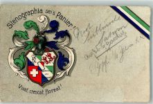 1910 Studentenwappen Stenographia seis Panier Vivvat crescat floreat Bahnpost Nr 30