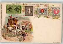 sign Koller Briefmarkenabbildungen Die ersten Briefmarken der Schweiz Postkutsche Die letzte Post vom St. Gotthard