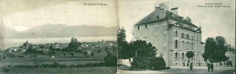 Morges Panorama und Pension Famille, 2-fach Klappkarte, mit Kurzinfos