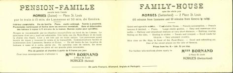 Morges Panorama und Pension Famille, 2-fach Klappkarte, mit Kurzinfos