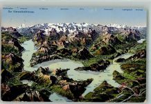 Beckenried 1923 Vogelschau Vierwaldstättersee Schiffspost Flüelen