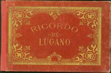 Lugano Leporello mit 12 Lithographischen Ansichten (klein) in Original Mappe, ca. 1890; überwiegend gute Erhaltung