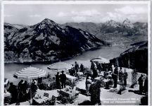Beckenried Blick vom Bahnrestaurant Klewenalp auf Vierwaldstättersee