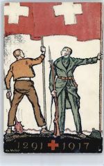 sign. Ed. Vallet , rotes Kreuz Bundesfeier Ganzsachen Schweiz