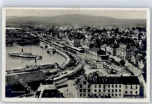 8590 Romanshorn - Hafen, Dampfschiffe, Bahnhof, Eisenbahnwaggons, Hotel Schiff