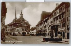 8260 Stein am Rhein - Rathausplatz, Rathaus, Brunnen