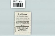 4203 Grellingen - Vignette Wappen Kaffee Hag ca 1920-1940