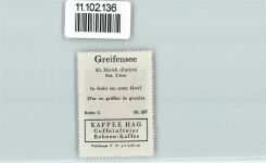 Greifensee Vignette Wappen Kaffee Hag ca 1920-1940