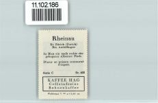 Rheinau Vignette Wappen Kaffee Hag ca 1920-1940