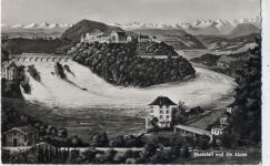 1954 - Kanton Schaffhausen, Neuhausen, Rheinfall und die Alpen (the Alps), Schweiz,A.H. Widmer AKU2
