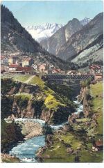 Göschenen an der Gotthardstraße, im Hintergrund der Dammagletscher,E. Götz