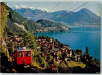 Vitznau Vierwaldstättersee mit Rigi-Bahn und Nidwaldner Alpen