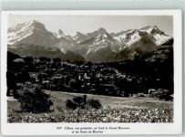 Villars-sur-Ollon 1956 vue generale au fond le Grand Muveran et les Dents de Morcles
