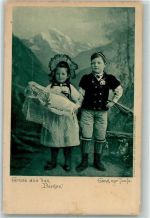 1905 Gang zur Taufe Puppen AK
