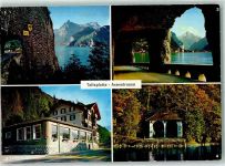6377 Seelisberg - Axenstraße mit Uriotstock Axengalerie mit Flüelen Hotel Restaurant Tellsplatte Tellskapelle