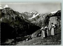 Seealpsee Auf der Ebenalp Blick auf Seealpsee Meglisalp Marwies Altmann Rotsteinpass und Lisengrat Tracht Schweiz 1964