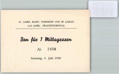 5000 Aarau KEINE AK Bon für 1 Mittagessen No 2450 Aarg Turnfest