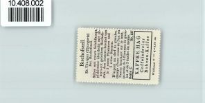 9220 Bischofszell - Vignette Wappen Kaffee Hag ca 1920-1940 Bischofsstab