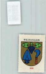 Weiningen ZH Vignette Wappen Kaffee Hag 1920-1940 Pflugschar Rebmesser Traube