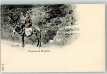 Champéry Bauernmädchen auf Maulesel