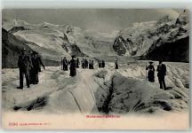 Morteratschgletscher 1907 - Wanderer im Schnee