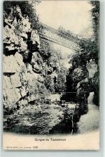 Bözingen 1906 Gorges du Taubenloch Eisenbahn auf der Brücke