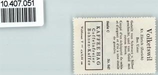 Volketswil Vignette Wappen Kaffee Hag 1920-1940