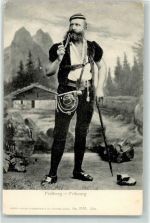 Fribourg 1905 Senn mit Pfeife