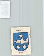 Rümikon AG Vignette Wappen Kaffee Hag 1920-1940 Fisch Sterne
