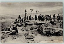 8840 Einsiedeln Gebrauchsspuren Panorama Kreuzigung Christi Kreuzigungsgruppe