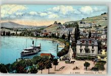 1820 Montreux Gebrauchsspuren Dampfschiff Hafen