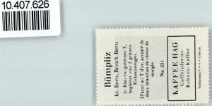 3000 Bümpliz - Vignette Wappen Kaffee Hag 1920-1940