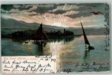 Ufenau Insel 1902 Gebrauchsspuren Segelschiffe