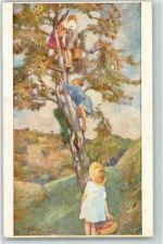Bowil Kinder auf dem Apfelbaum sign. Pietro Chiesa Ort lt. Stempel