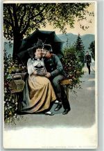 1906 Soldatenliebe Feldpost Fortverwaltung Soldat Frau Schirm Korb
