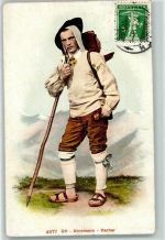 1913 Urner Senn mit Stock und Pfeif