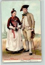 Lötschentaler Hochzeitsleute Tracht Schweiz 1909