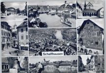 8200 Schaffhausen Sciaffusa - Fluss Schiff Brunnen Straßenbahn